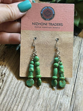 Load image into Gallery viewer, Beautiful Navajo Sterling Dyed Green Kingman Turquoise Multi Bead Earrings