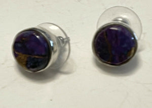 Navajo Sterling Silver Purple Dream Post Earrings Signed