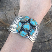 Load image into Gallery viewer, Navajo Sterling Silver Royston Turquoise Cuff Bracelet By Benson Shorty