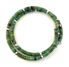 Load image into Gallery viewer, Navajo Turquoise &amp; Sterling Silver Beaded Wrap Bracelet