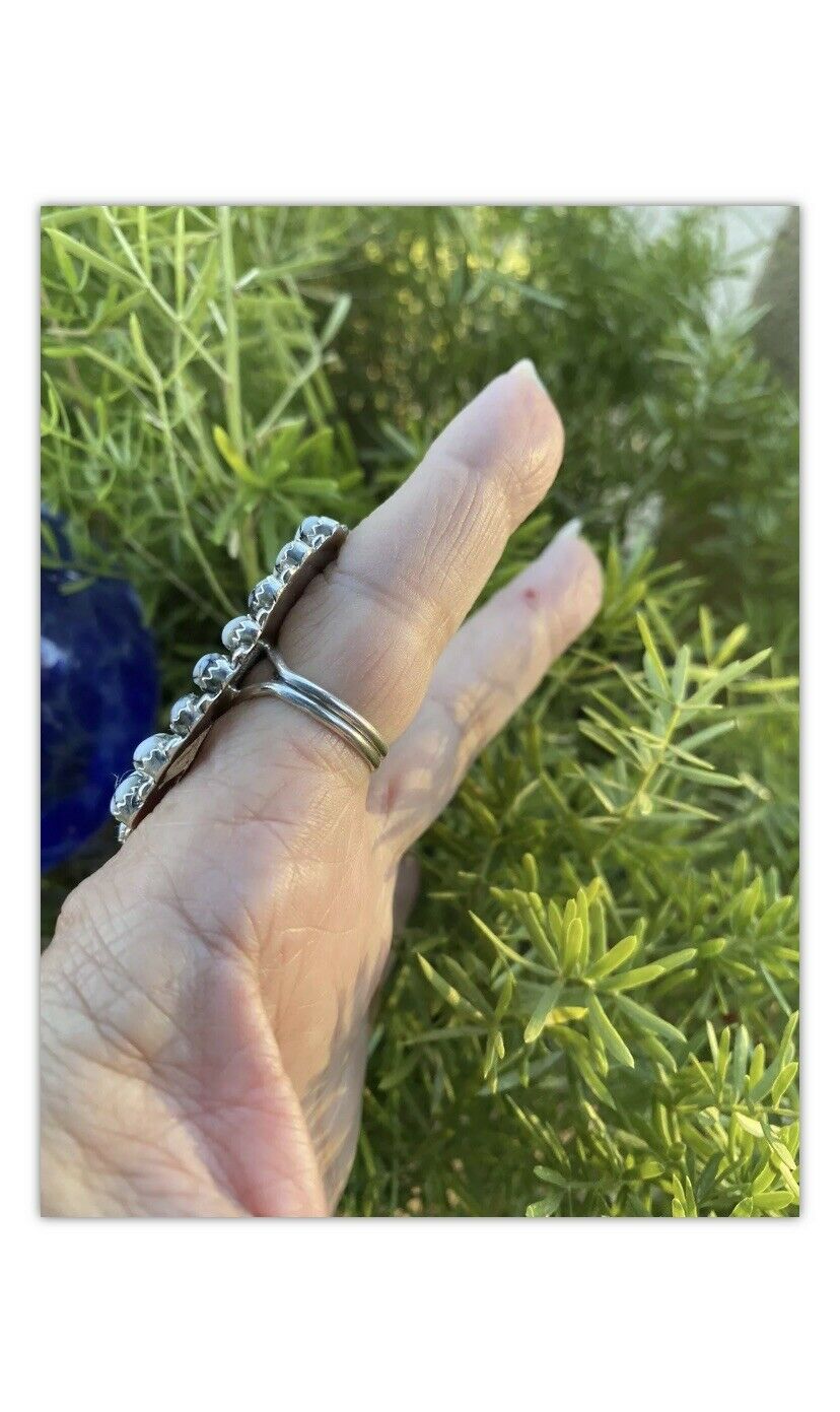 Navajo Sterling Silver and White Buffalo Cluster Ring