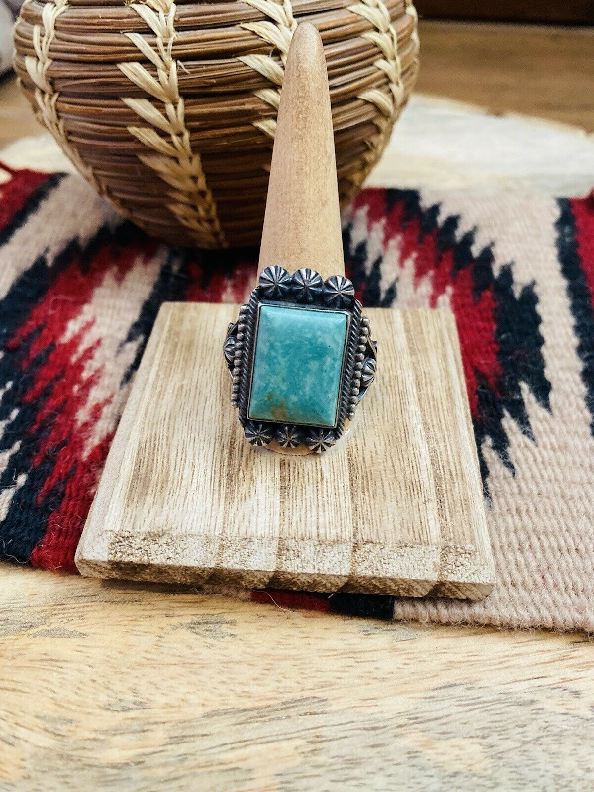 Navajo Royston Turquoise & Sterling Silver Ring Size 12