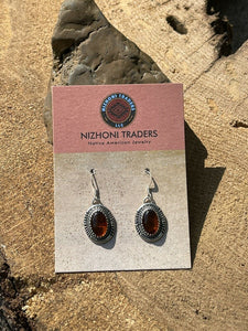 Navajo Sterling Silver  Rope Style Topaz Dangle Earrings