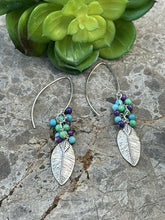 Load image into Gallery viewer, Navajo Sterling Silver &amp; Multi Stone Leaf Dangle Earrings