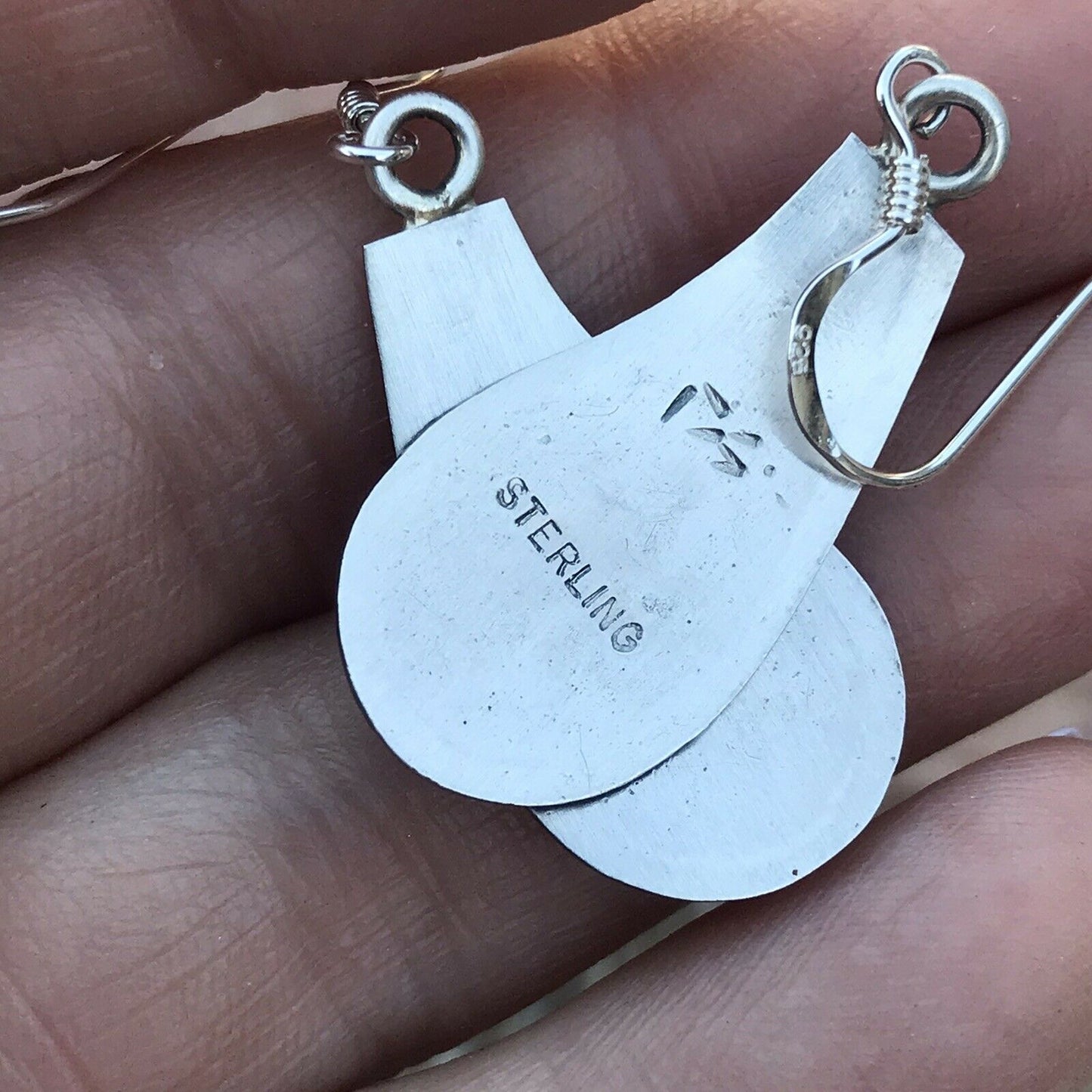 Hopi Sterling Silver Hand Stamped Turtle Dangle Earrings