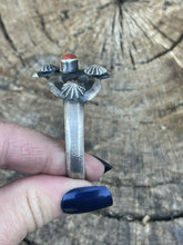 Load image into Gallery viewer, Navajo Natural Red Coral Sterling Silver Cuff By Artist Chimney Butte