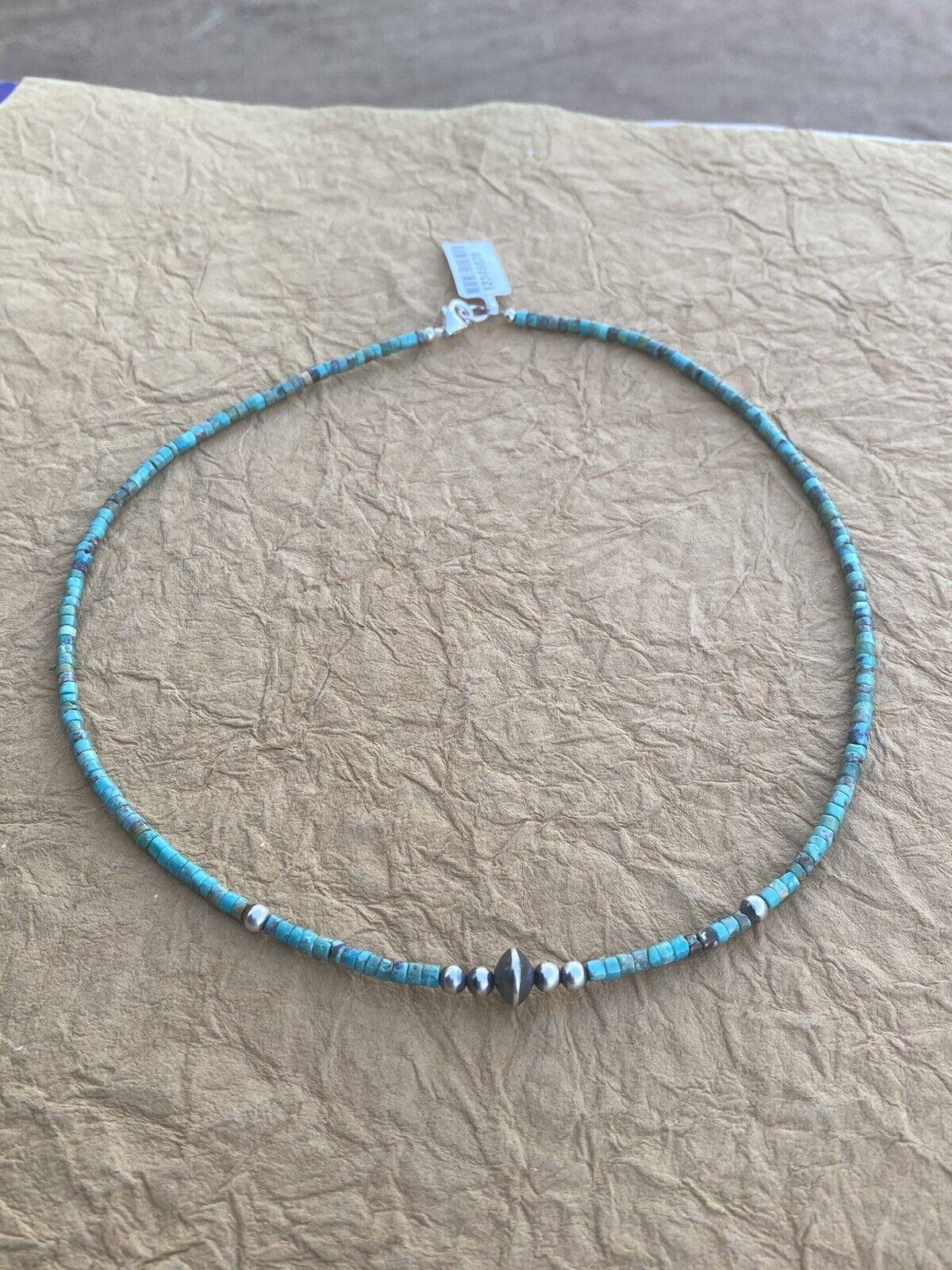 Navajo Turquoise Sterling Silver  Pearl Beaded 17” Necklace 4mm