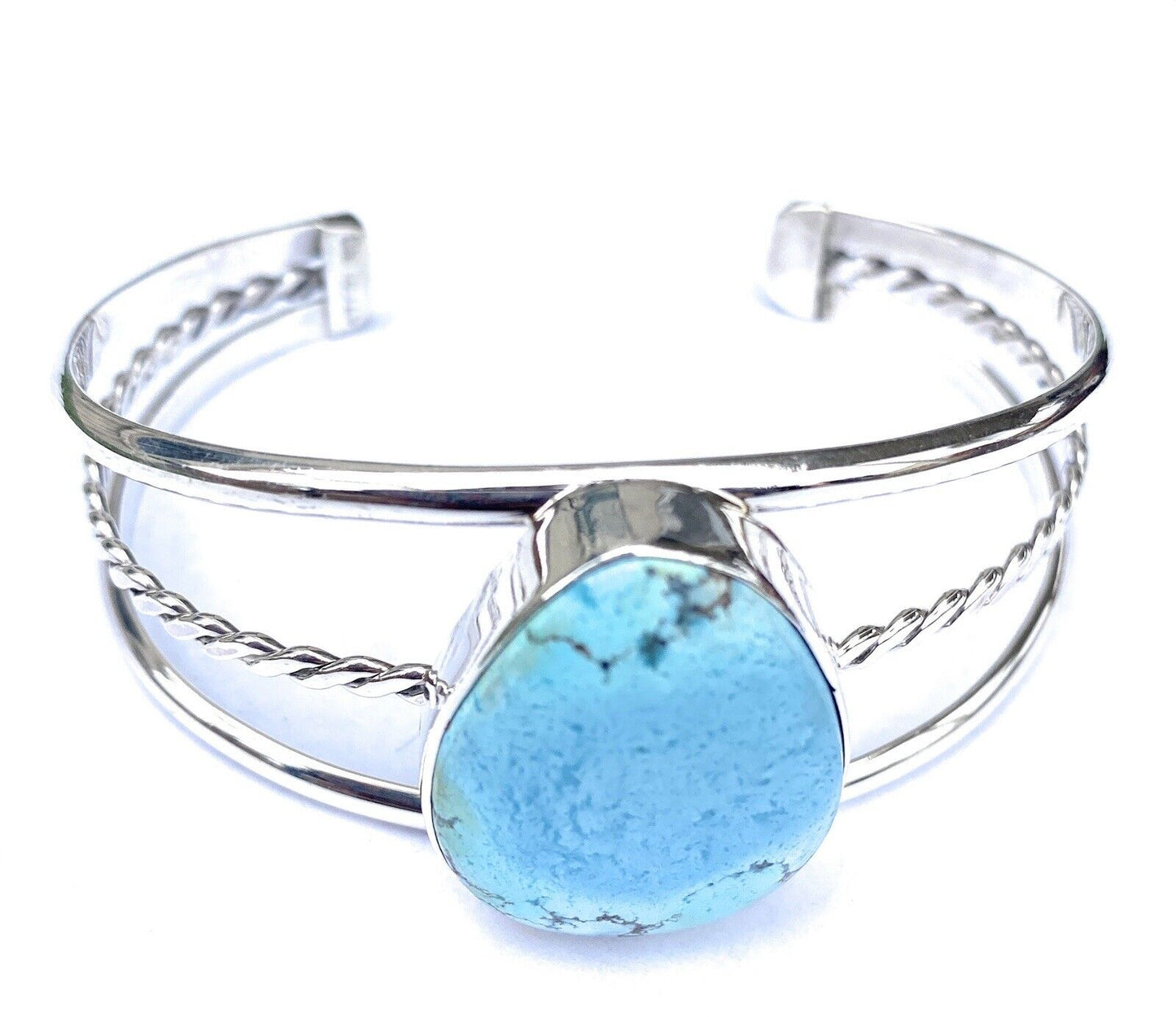 Navajo Golden Hills Turquoise Sterling Silver Cuff Bracelet