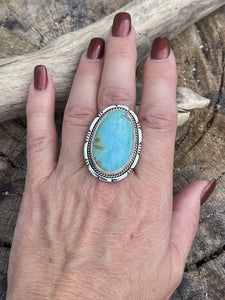 Navajo Royston Turquoise Sterling Southwestern Adjustable Ring Wydell Billie