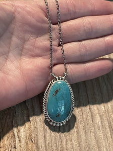 Navajo Sterling Silver And Turquoise Stone Southwest Necklace Signed