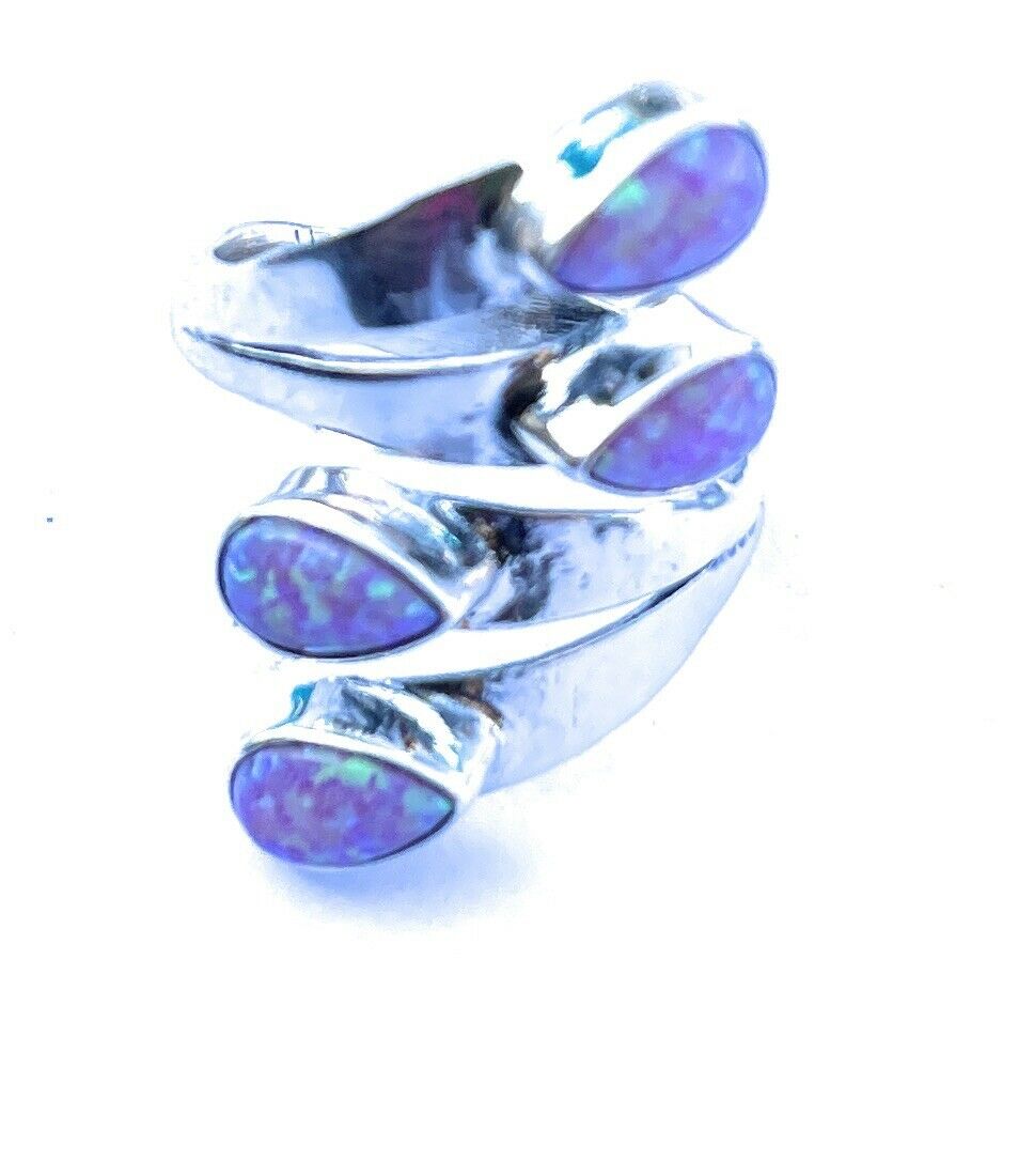 Navajo Sterling Silver Pink/ Purple Opal Adjustable 4 Stone Ring