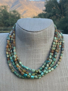 Royston Turquoise & Sterling Silver Beaded 14 Inch Necklace