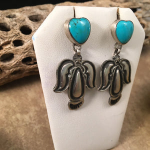Navajo Sterling Silver  Turquoise Dangle Earrings