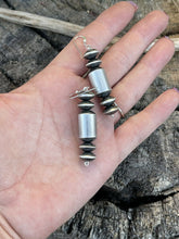Load image into Gallery viewer, Navajo Sterling Silver Tube Disc Dangle Handmade Earrings