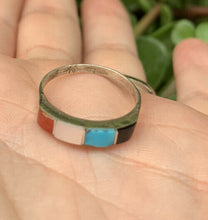 Load image into Gallery viewer, Zuni Multi Stone Stacker Ring Signed by Artist