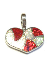 Load image into Gallery viewer, Zuni Iridescent Red Candy Cane Opal &amp; Sterling Silver Heart Pendant