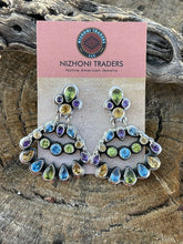 Load image into Gallery viewer, Navajo Sterling Silver &amp; Natural Gem Stone Dangle Earrings