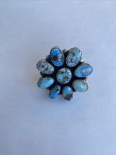 Load image into Gallery viewer, Navajo Sterling Golden Hills Turquoise Cluster Ring Size Adjustable