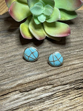 Load image into Gallery viewer, Navajo Sterling Silver &amp; Turquoise Inlay Circle Post Earrings Signed K