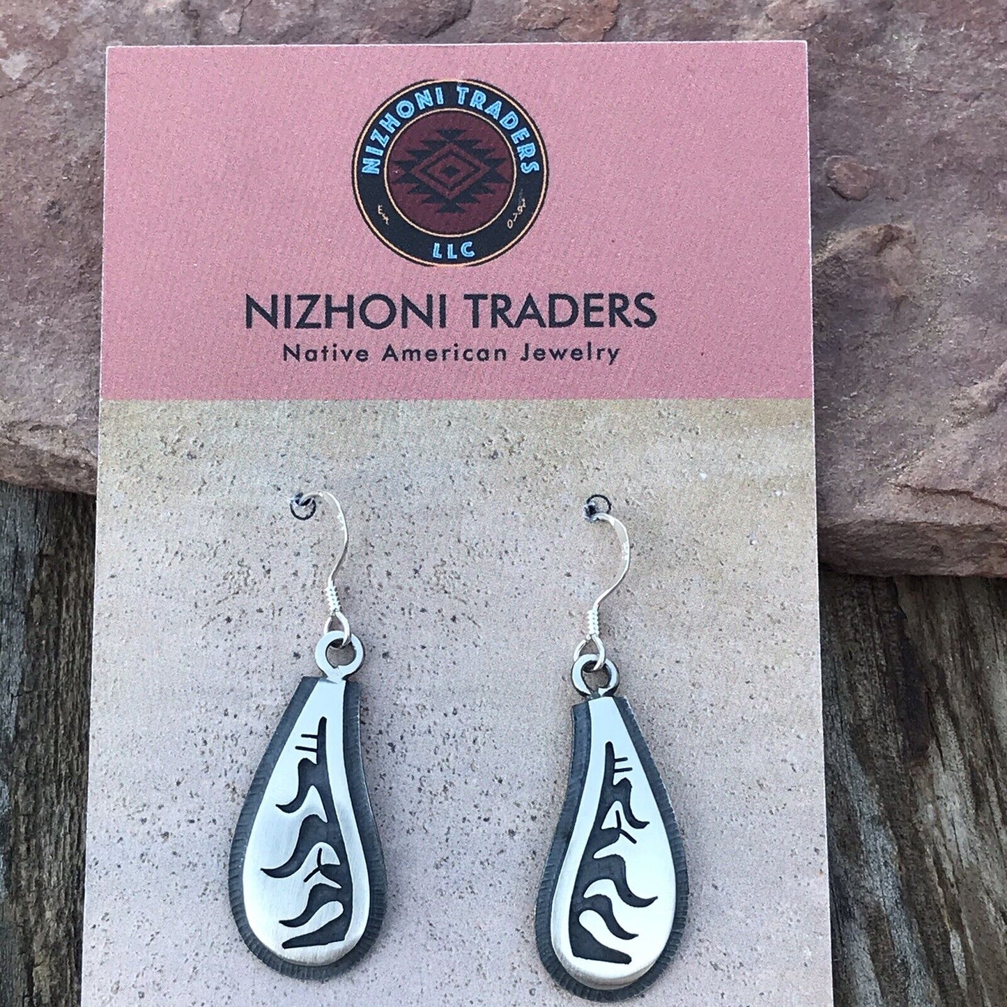 Hopi Sterling Silver Hand Stamped Dangle Earrings