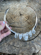 Load image into Gallery viewer, Navajo Sterling Silver  White Buffalo 5 Stone Choker Necklace Signed