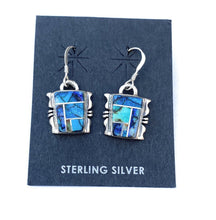 Load image into Gallery viewer, Navajo Natural Opal And Sterling Silver Inlay Dangle Earrings