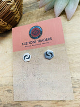 Load image into Gallery viewer, Hopi Overlaid Sterling Silver Moon Stud Earrings