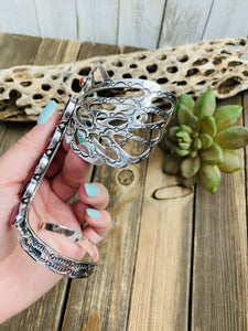 Navajo Sterling Silver & Spiny Dragonfly Cuff Bracelet By Russell Sam
