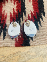 Load image into Gallery viewer, Navajo White Buffalo And Sterling Silver Post Earrings Signed