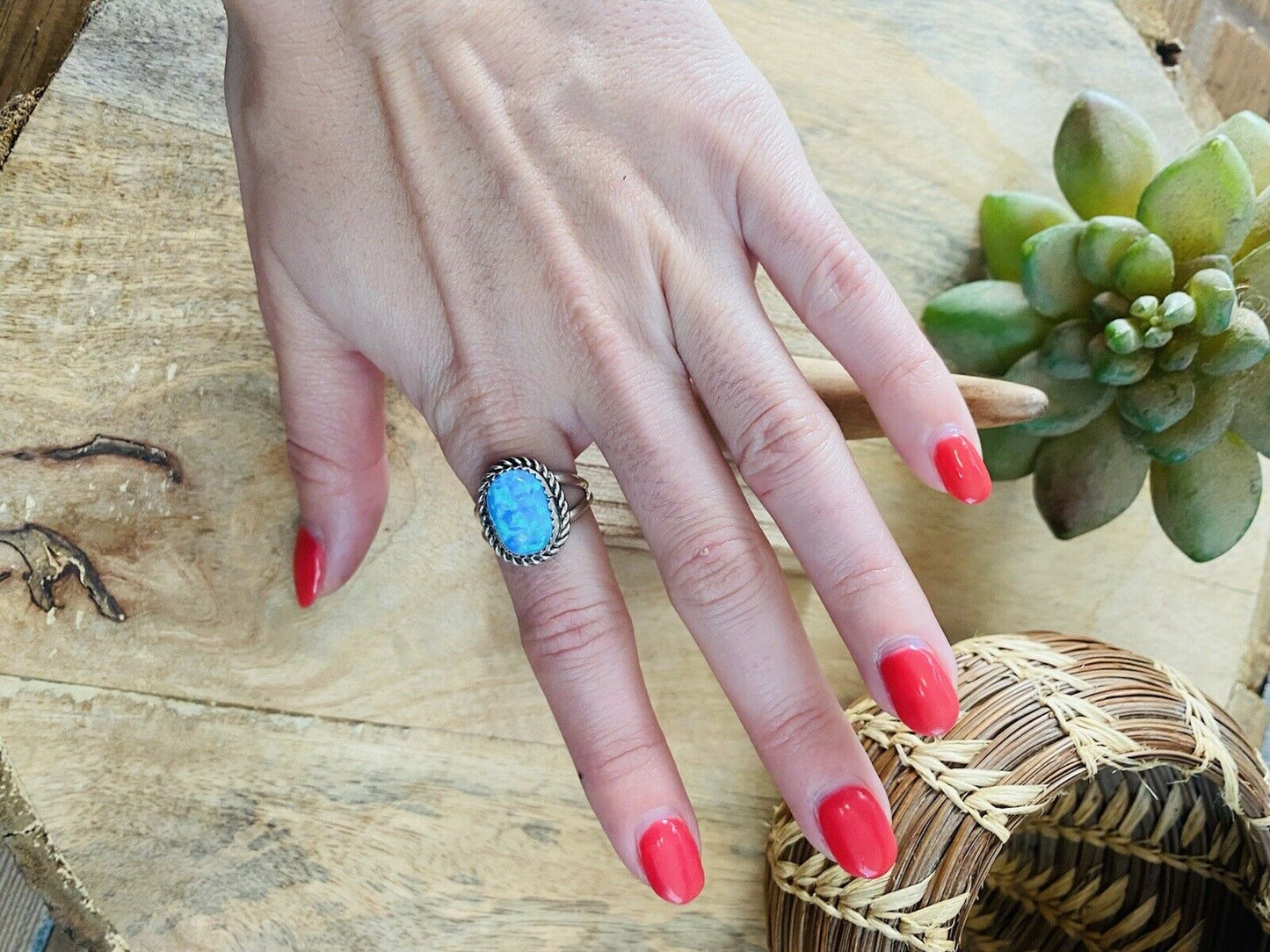 Navajo Sterling Silver & Blue Opal Ring