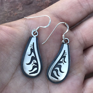 Hopi Sterling Silver Hand Stamped Dangle Earrings
