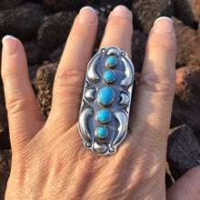 Load image into Gallery viewer, Navajo Sterling Silver  Turquoise 5 Stone Ring