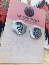 Load image into Gallery viewer, Vintage Hopi Sterling Silver Overlay Kokopelli Stud Earrings
