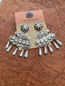 Beautiful Navajo Sterling Silver Concho Dangle Earrings