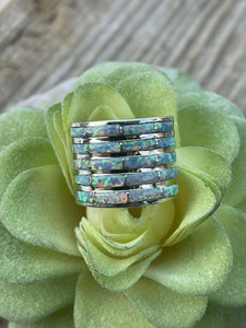 Navajo Sterling Silver Iridescent Opal Stacked Ring
