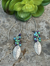 Load image into Gallery viewer, Navajo Sterling Silver &amp; Multi Stone Leaf Dangle Earrings