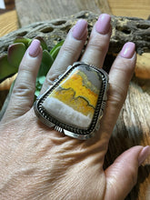 Load image into Gallery viewer, Navajo Sterling Silver &amp; Beautiful Bumblebee Jasper Statement Ring Sz 8 Signed