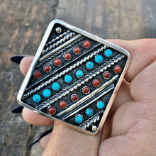 Load image into Gallery viewer, Navajo Multi Stone &amp;  Sterling Silver Statement Ring Size 7.5