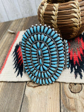 Load image into Gallery viewer, Navajo Old Pawn Vintage Turquoise &amp; Sterling Silver Cluster Cuff Bracelet