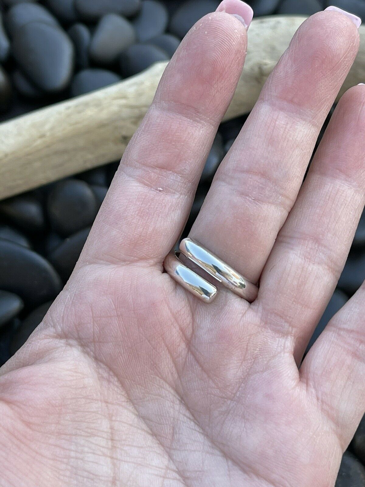 Navajo Fossilized Coral & Sterling Silver Adjustable Ring Signed