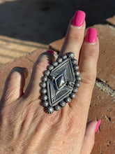 Load image into Gallery viewer, Navajo Diamond Star Sterling Silver Ring Size 8 Signed
