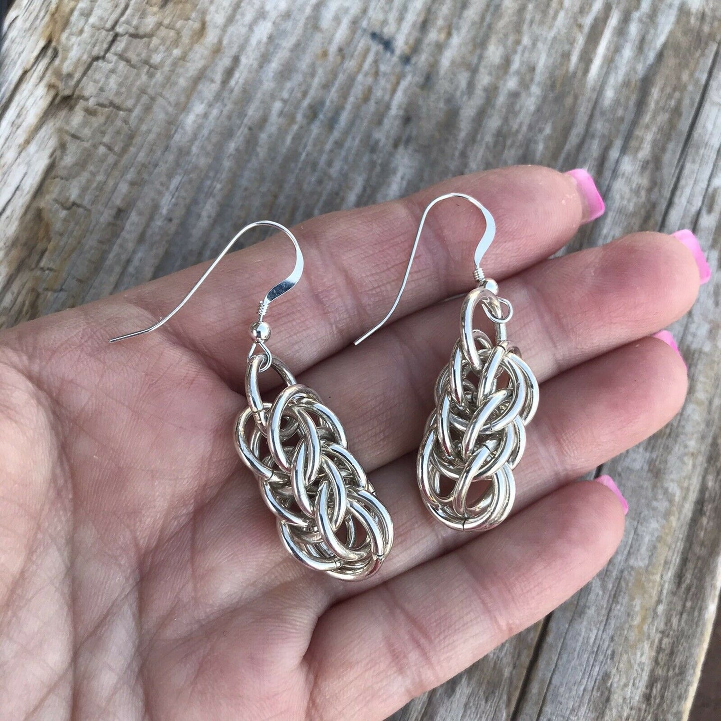 Navajo Sterling Silver Chain Link Dangle Earrings