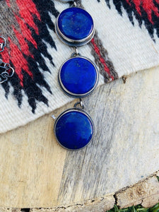 Navajo Sterling Silver & Lapis Lariat Necklace