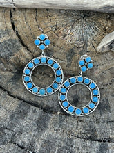 Load image into Gallery viewer, Navajo Natural Sleeping Beauty Turquoise Sterling Dangle Earrings Artist