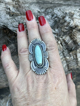 Load image into Gallery viewer, Navajo Sterling Silver Turquoise Nouveau￼ Statement Ring Sz 8
