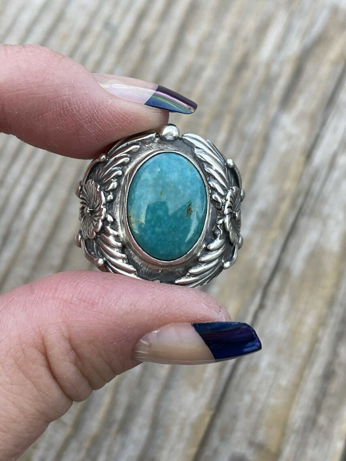 Navajo Sterling Silver Turquoise Southwest Ring Signed