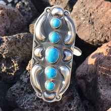 Load image into Gallery viewer, Navajo Sterling Silver  Turquoise 5 Stone Ring