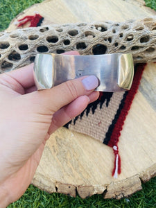 Vintage Navajo Sterling Silver Story Teller Cuff Bracelet