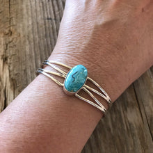 Load image into Gallery viewer, Navajo Sterling Silver &amp; Bright Turquoise Stacker Cuff Bracelet By J. Begay