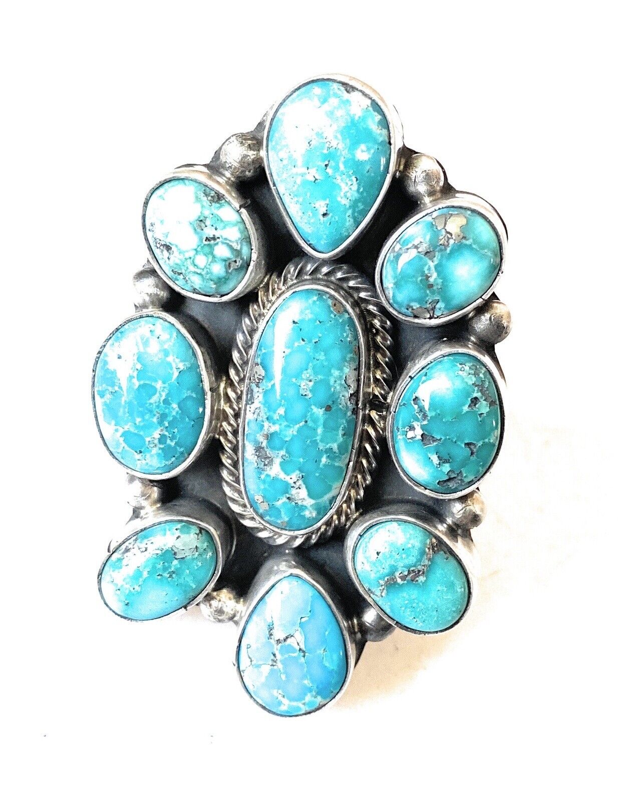 Navajo Royston Turquoise & Sterling Silver Adjustable Ring Signed